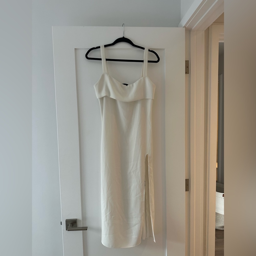 Trois the Label white slit dress, size S